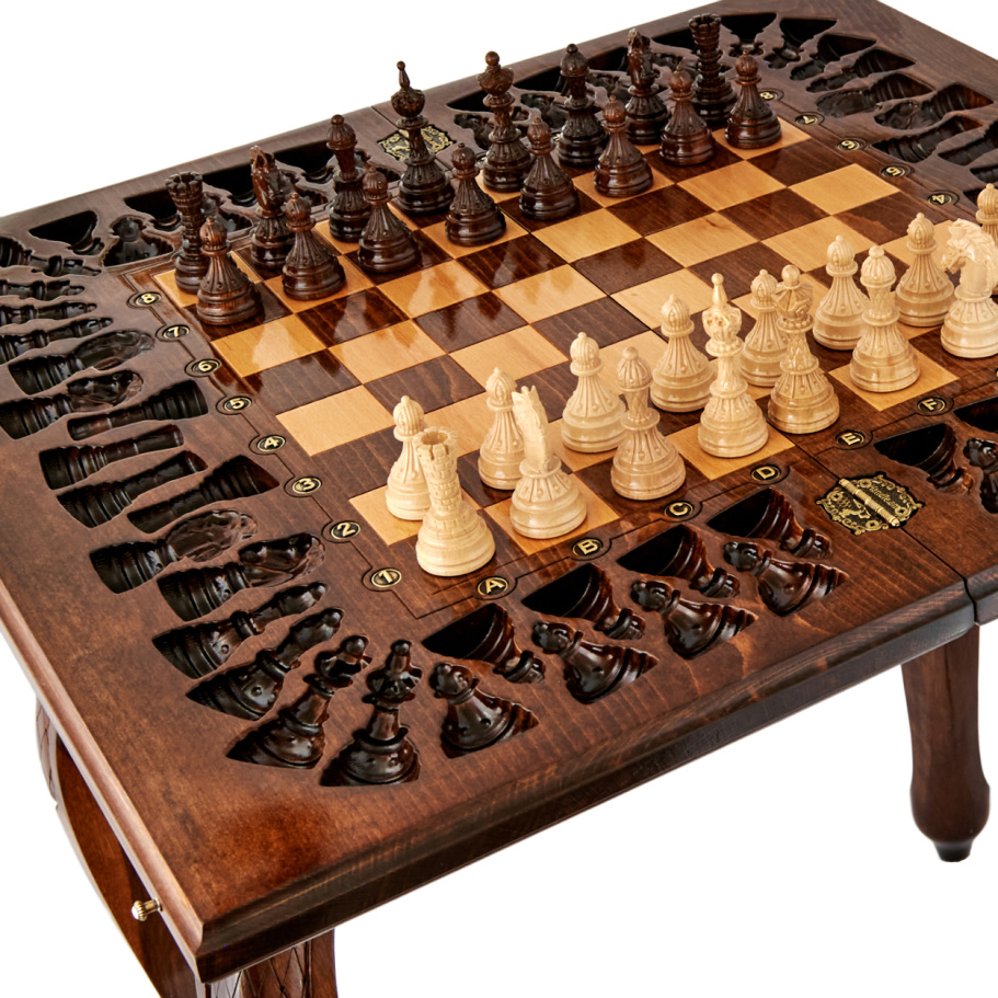 Стол ломберный Шахматы резные "Древо вечности" 60 купить в Ростове-на-Дону