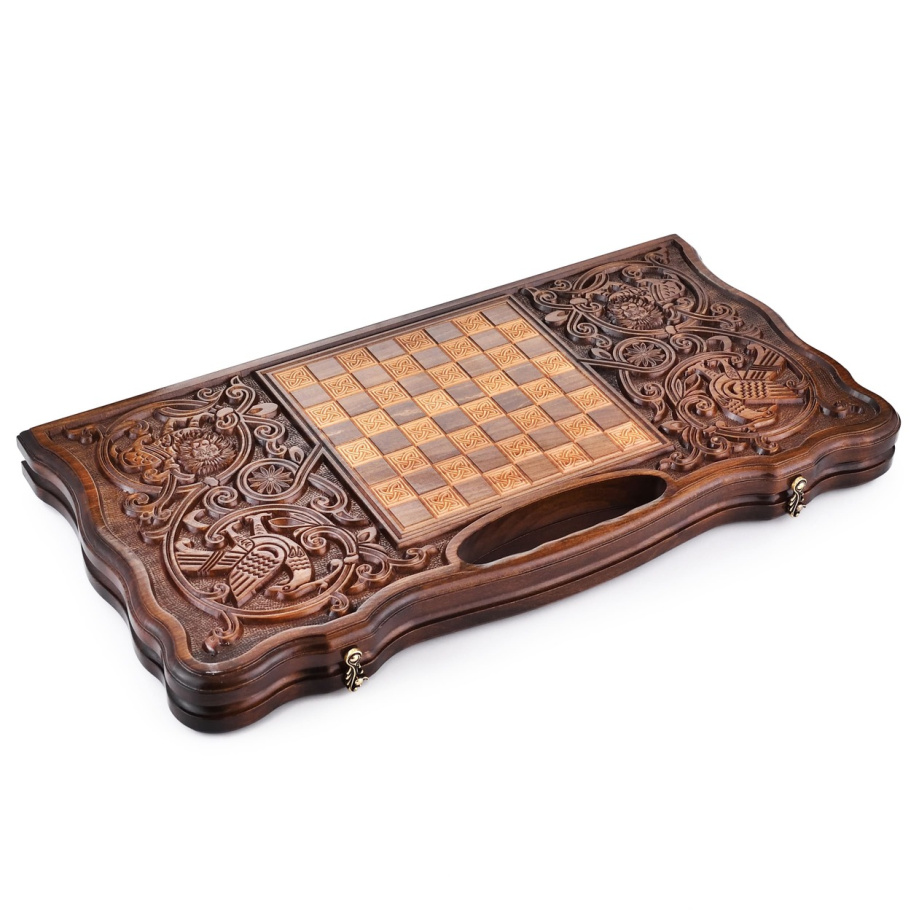 Нарды резные  "Герб России 3"  большие 60, Harutyunyan купить в Ростове-на-Дону