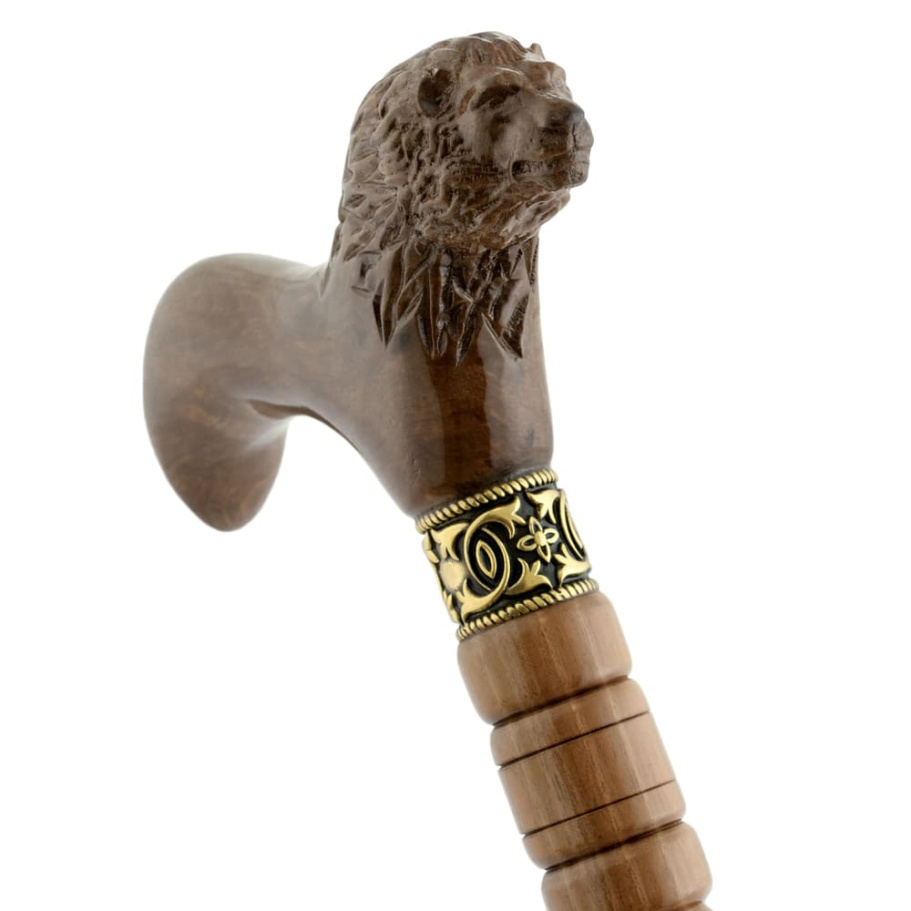 Трость резная опорная Лев, орех Трость резная опорная Лев, орех
