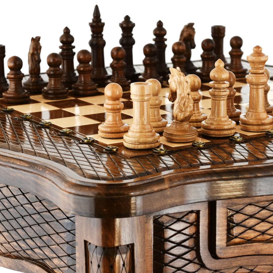 Стол ломберный Шахматы резные "Гиперион" 60 купить в Ростове-на-Дону