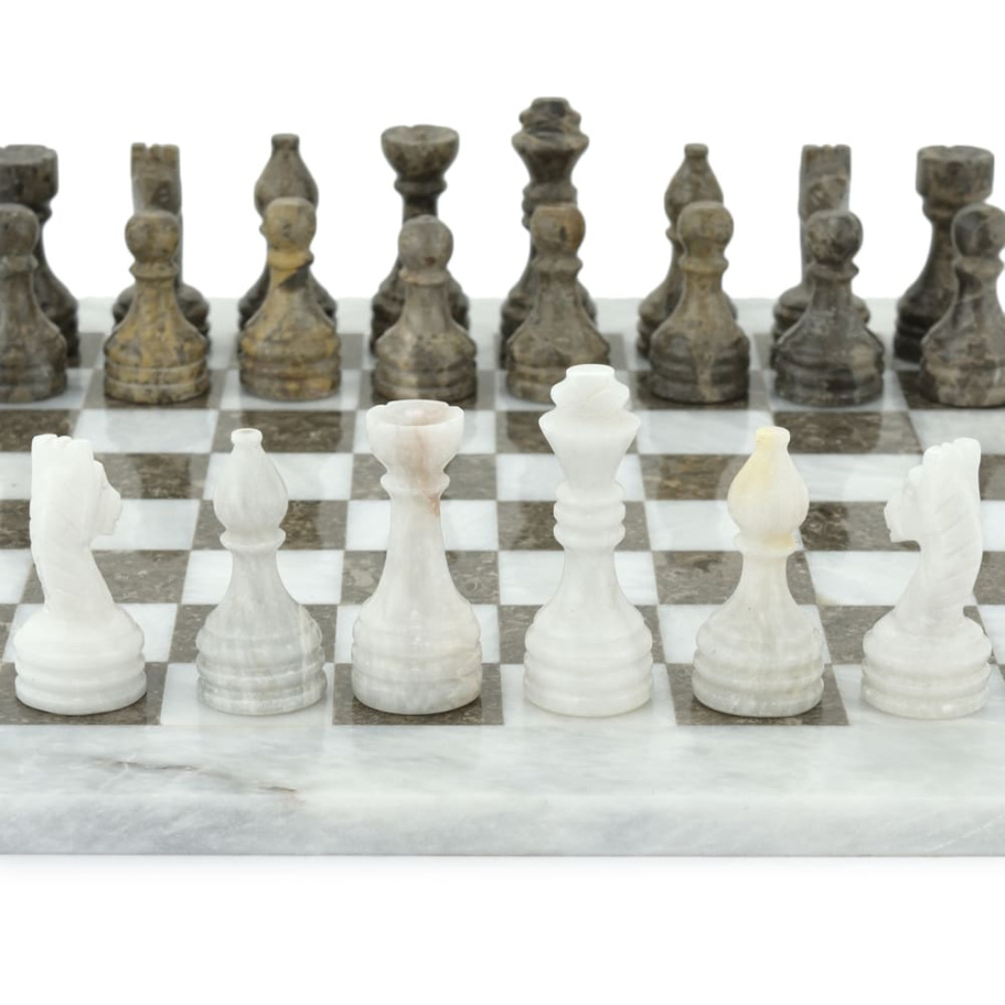Шахматы из камня "Финикия" серый мрамор 30 купить в Ростове-на-Дону