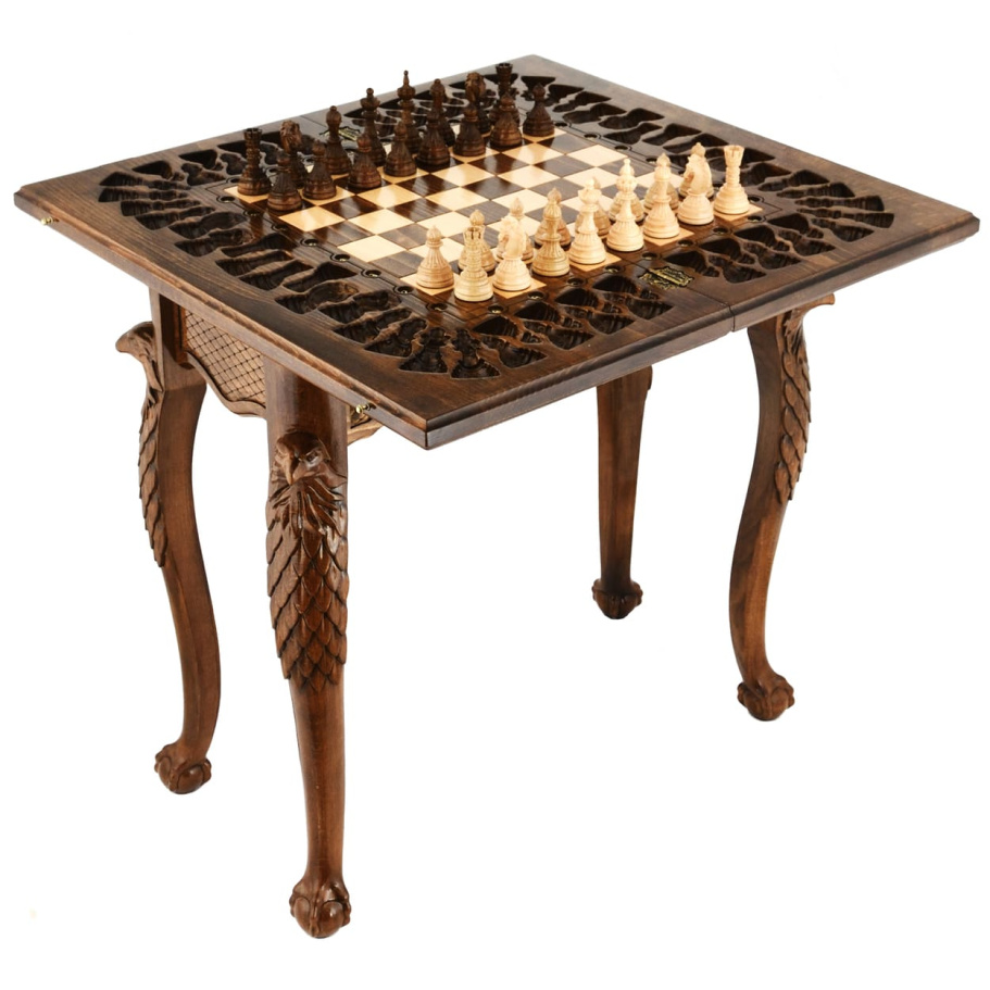 Стол ломберный Шахматы резные "Небесный охотник" 60 купить в Ростове-на-Дону