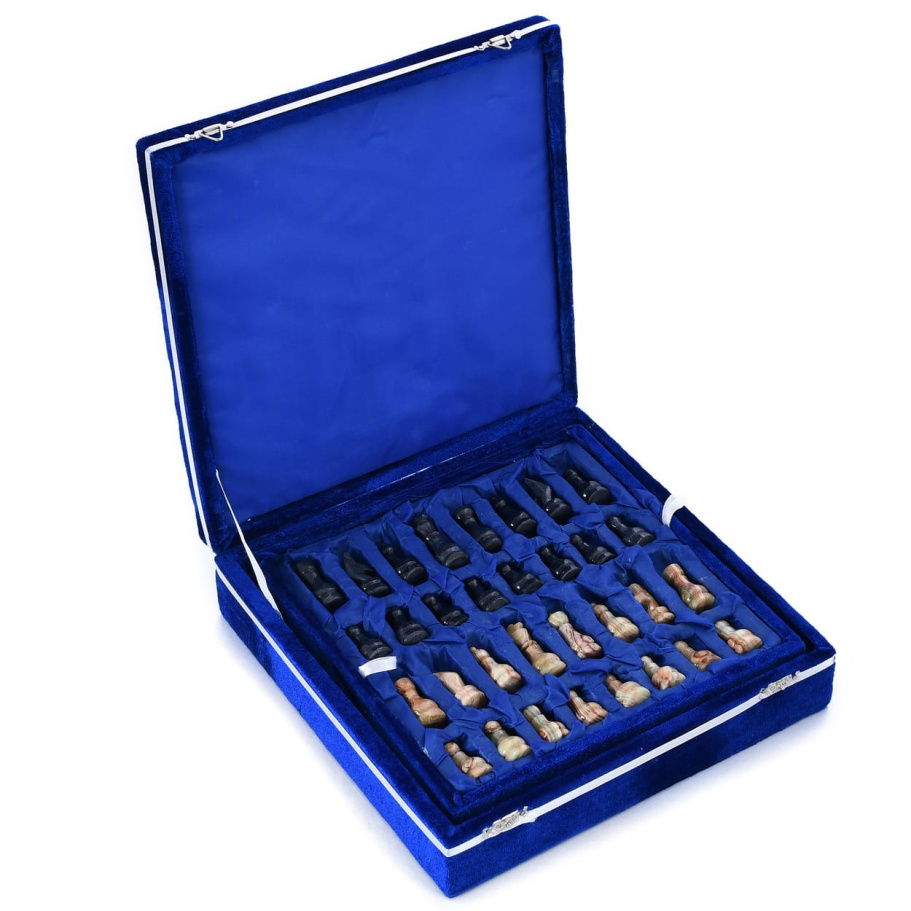 Шахматы каменные "Карфаген" темный мрамор и оникс 25 купить в Ростове-на-Дону