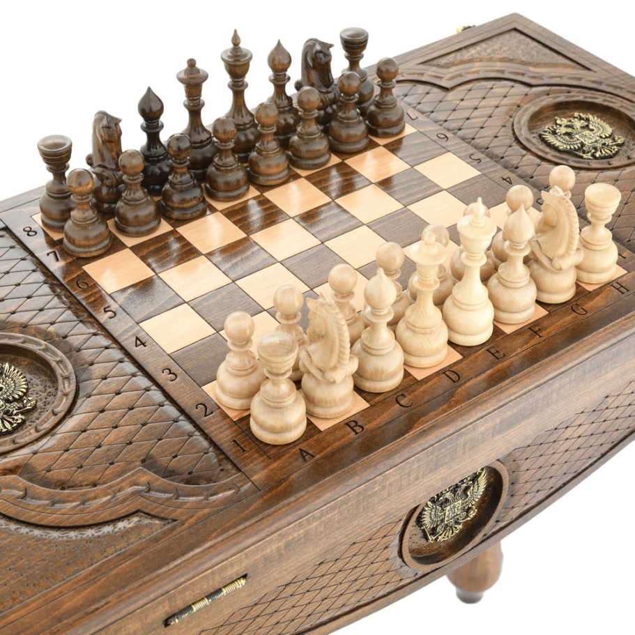 Стол ломберный Шахматы + Нарды резные "Родина" 60, Harutyunyan купить в Ростове-на-Дону