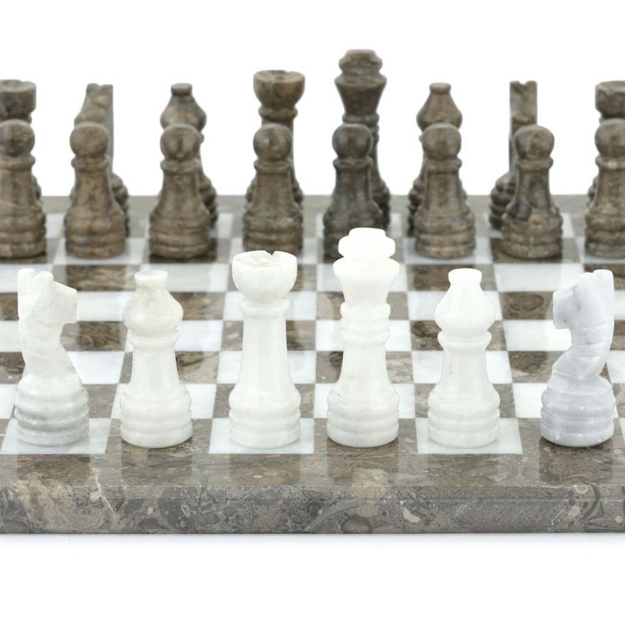 Шахматы из камня "Одиссея" серый мрамор 30 купить в Ростове-на-Дону