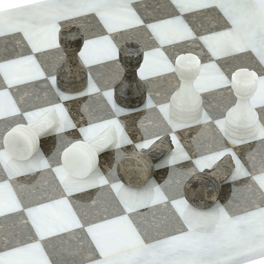 Шахматы из камня "Финикия" серый мрамор 30 купить в Ростове-на-Дону