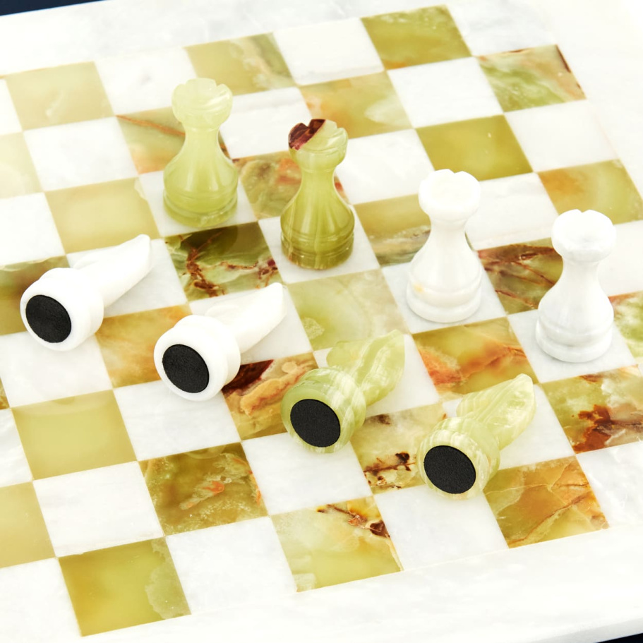 Шахматы каменные "Карфаген" мрамор и оникс 40 купить в Ростове-на-Дону