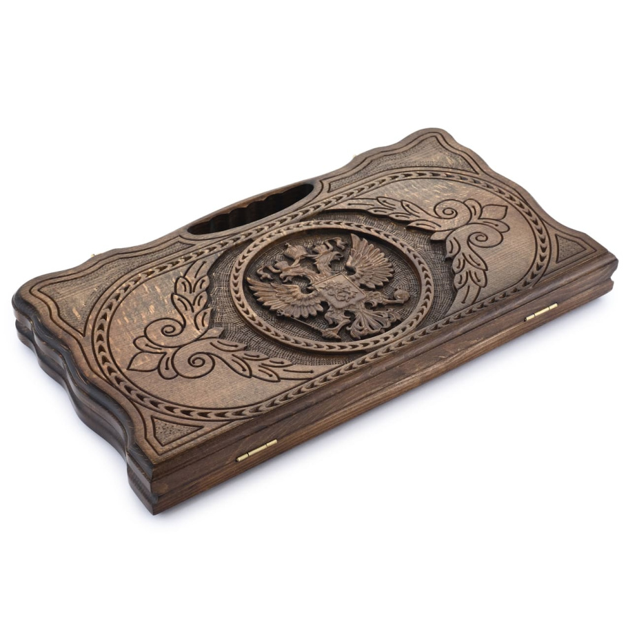 Нарды резные "Герб России" средние 50, Harutyunyan