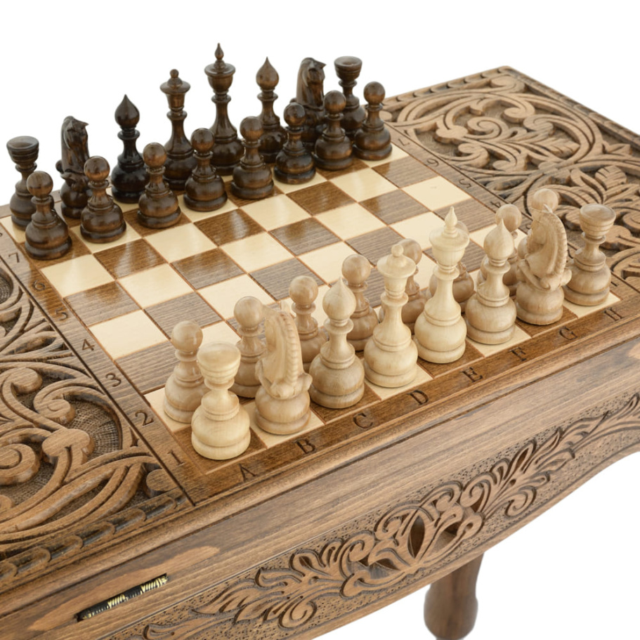 Стол ломберный Шахматы + Нарды резные "Эспада" 60, Harutyunyan купить в Ростове-на-Дону