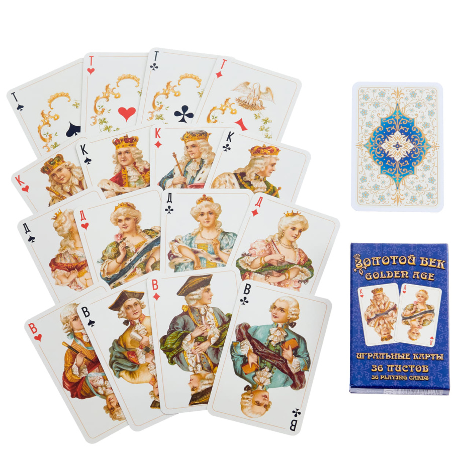 Карты игральные "Золотой Век" , синяя рубашка, 36 карт купить в Ростове-на-Дону