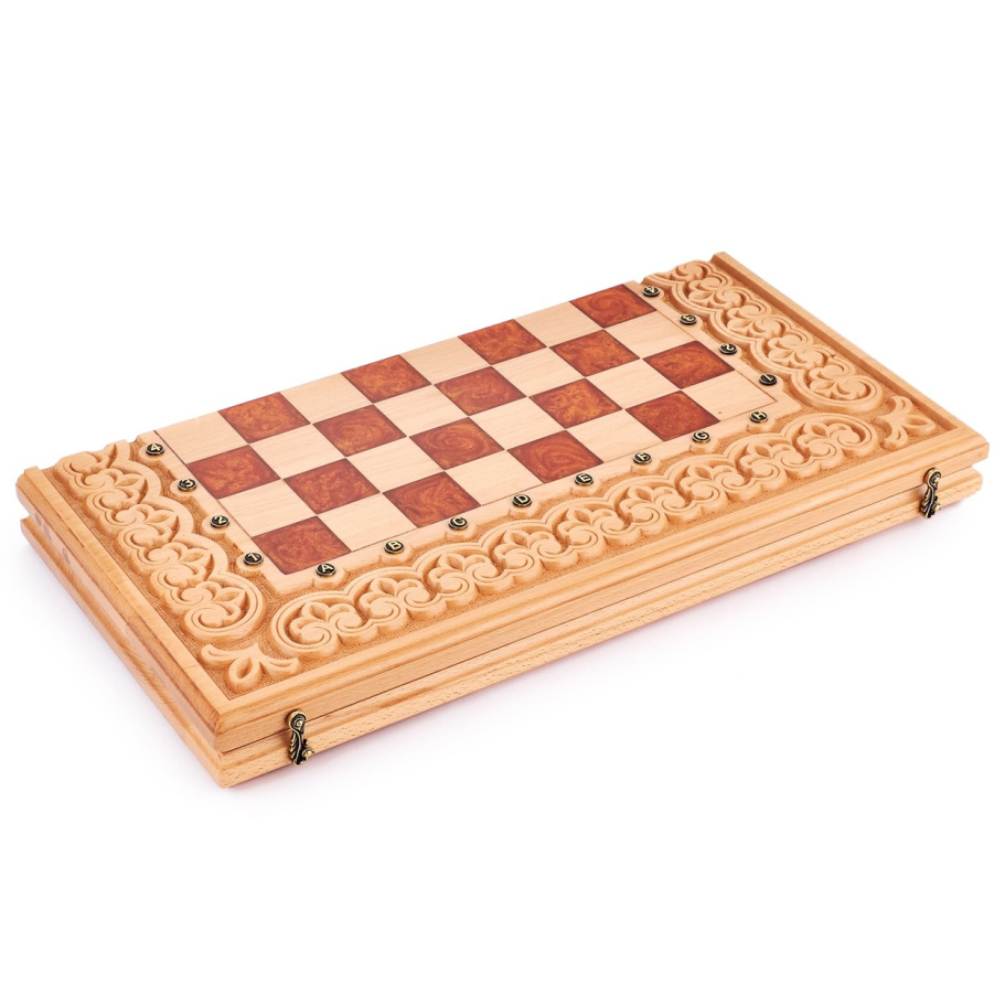 Шахматы + нарды резные "Гелиодор" большие, 60 купить в Ростове-на-Дону