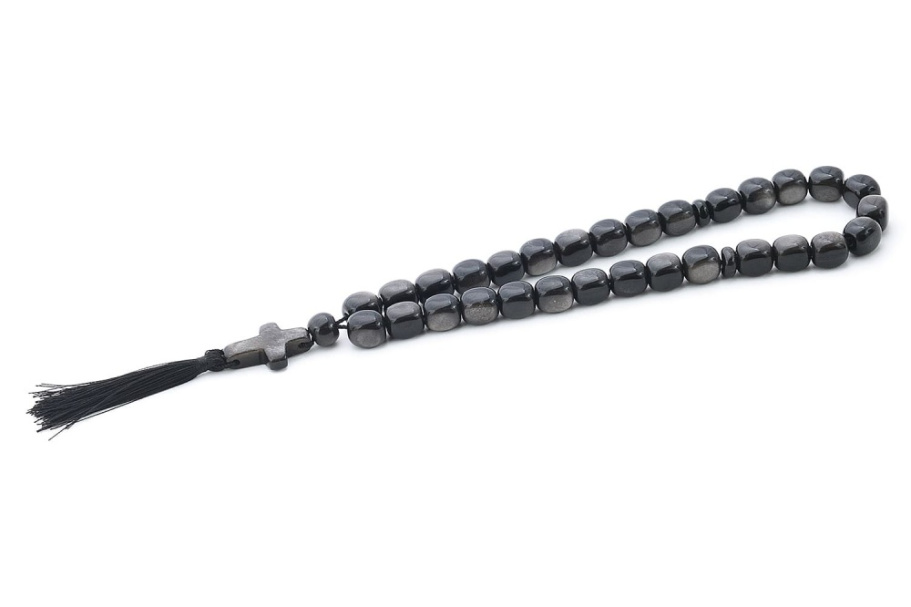 Четки Православные "Крест" черный камень с лунным оттенком, Давыдов С.