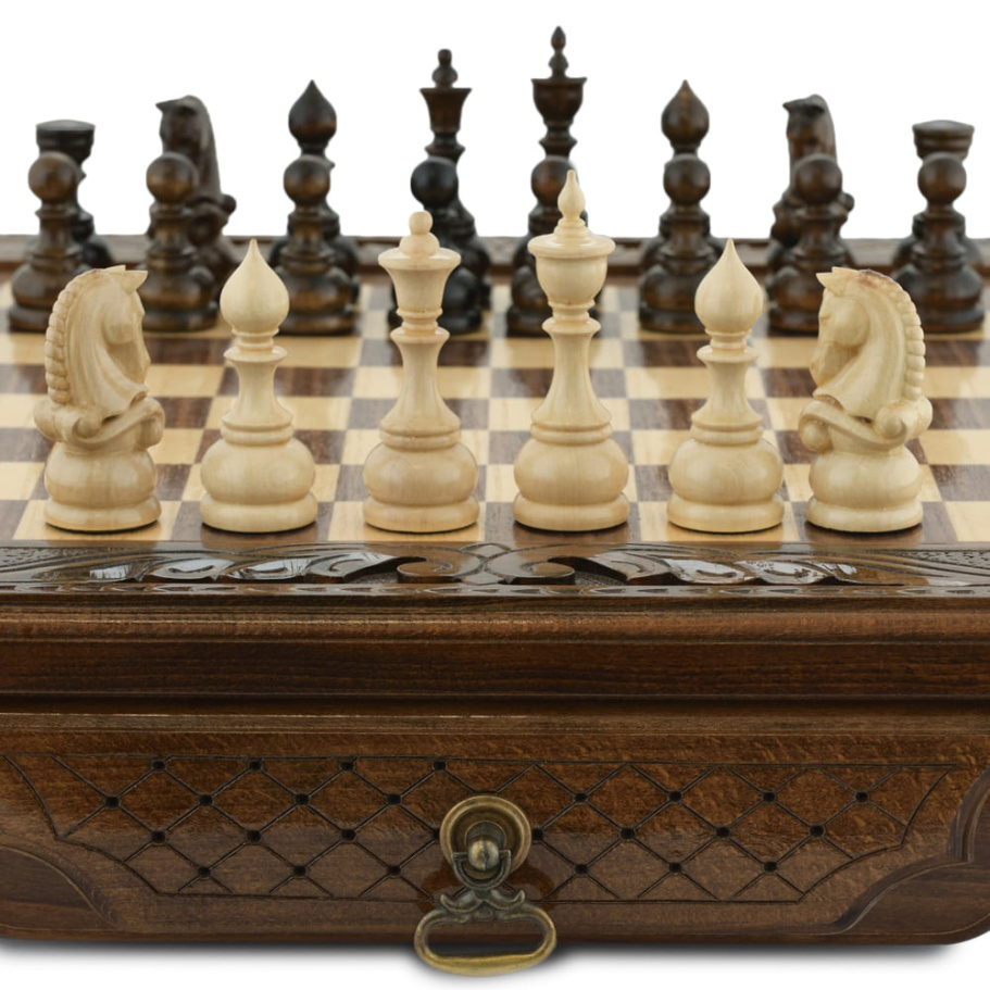 Шахматы резные в ларце с ящиками "Simba" 40, Harutyunyan купить в Ростове-на-Дону