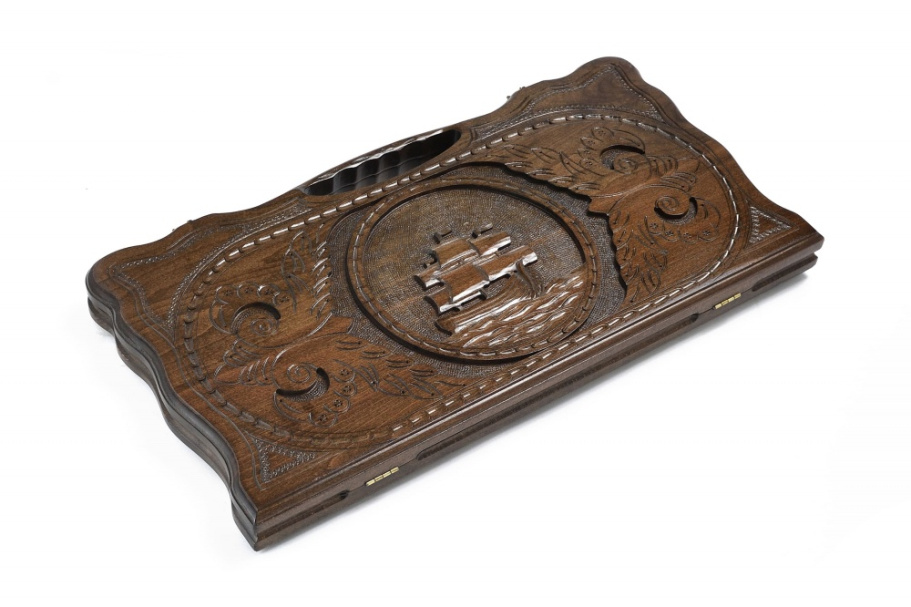 Нарды резные "Парусник"  большие 60, Harutyunyan Нарды резные "Парусник"  большие 60, Harutyunyan