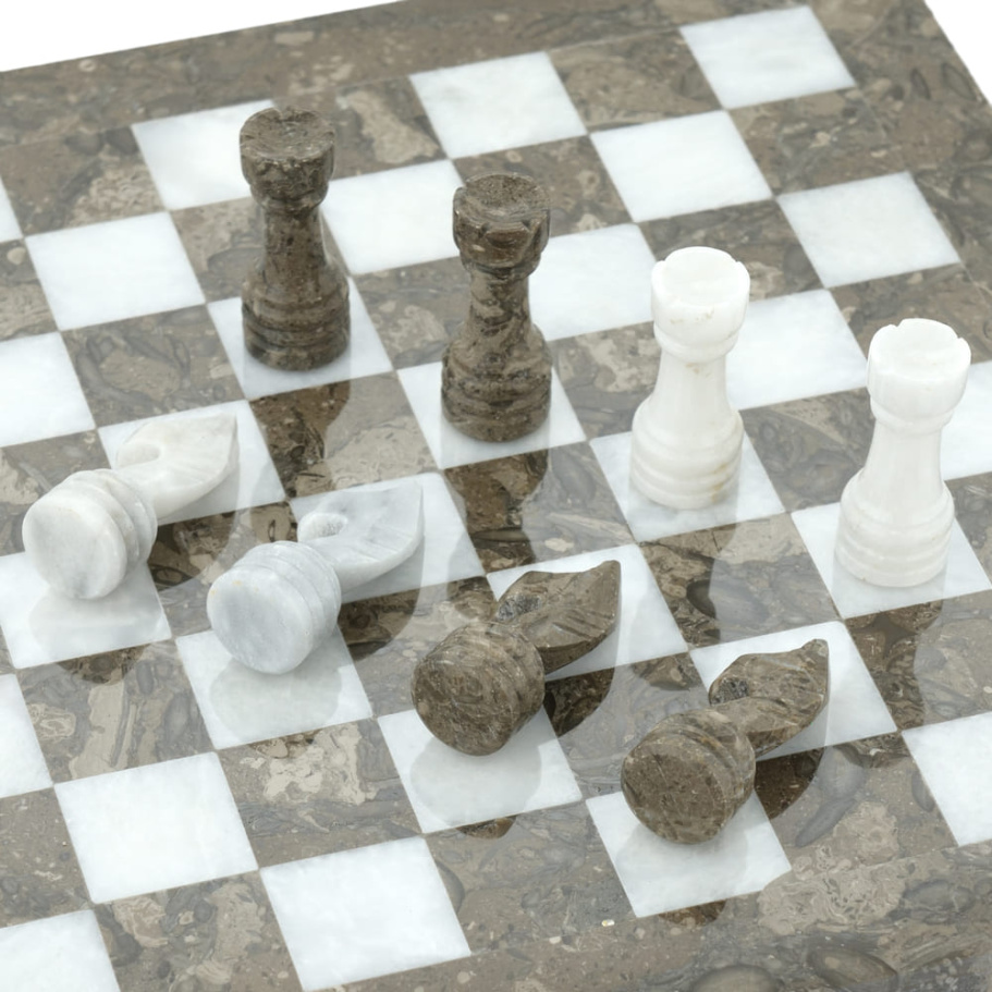 Шахматы из камня "Одиссея" серый мрамор 30 купить в Ростове-на-Дону