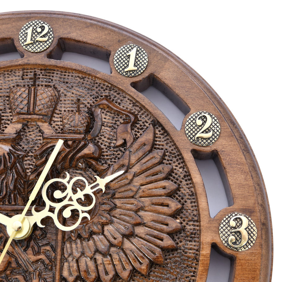 Часы настенные резные "Герб России" 30 купить в Ростове-на-Дону