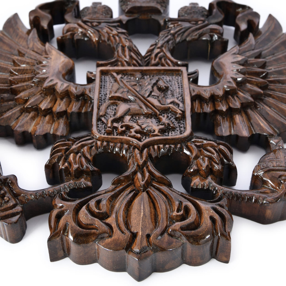 Панно настенное резное "Герб России" из дерева купить в Ростове-на-Дону