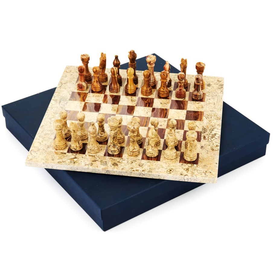 Шахматы каменные "Карфаген" яшма и ракушечник 40 Шахматы каменные "Карфаген" яшма и ракушечник 40